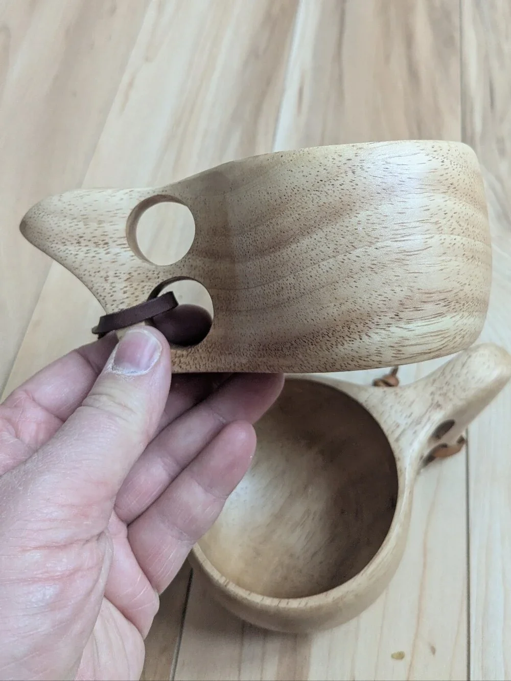 Nordic Wooden Drink Cup Two Fingers - Kuksa (Made in Finland) Set Of 2